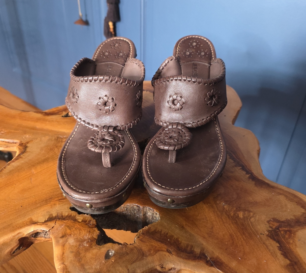 Jack Rogers Brown Floral Applique Kids Sandals